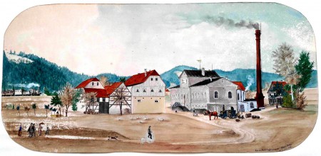 Bei der Äppelweinschenke nach der Natur aufgenommen von Robert Rösler, Halbendorf 1886